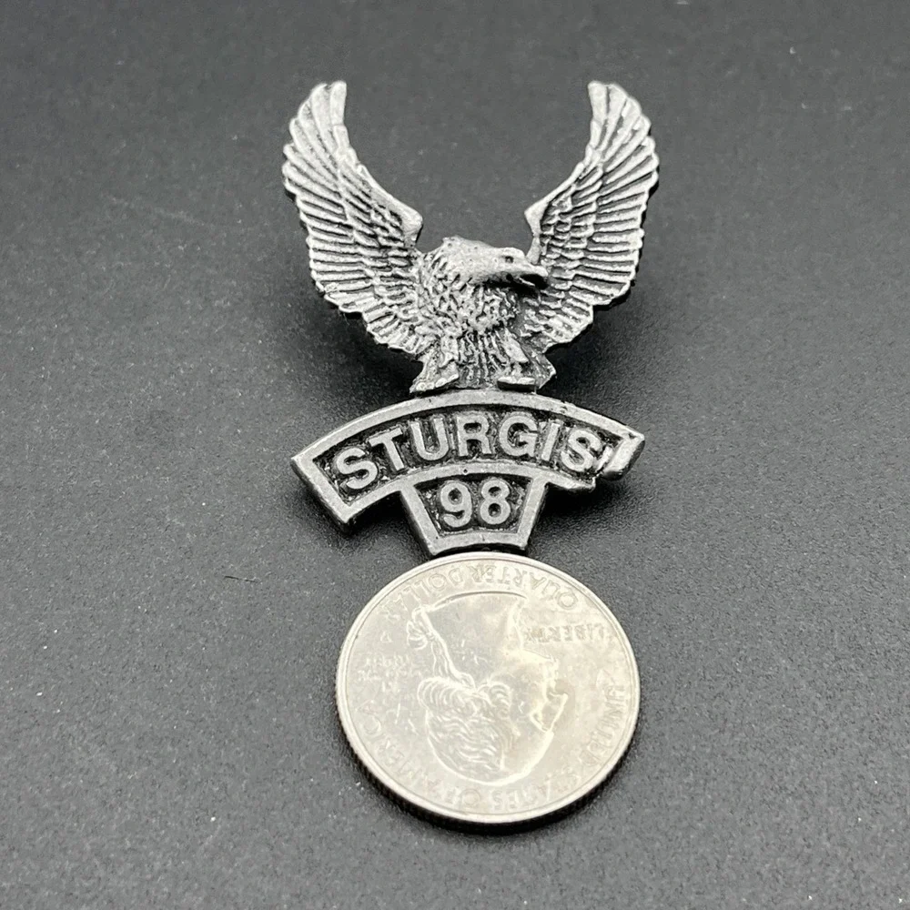 1998 Sturgis Bald Eagle Motorcycles Silver Tone‎ Lapel Hat Pin